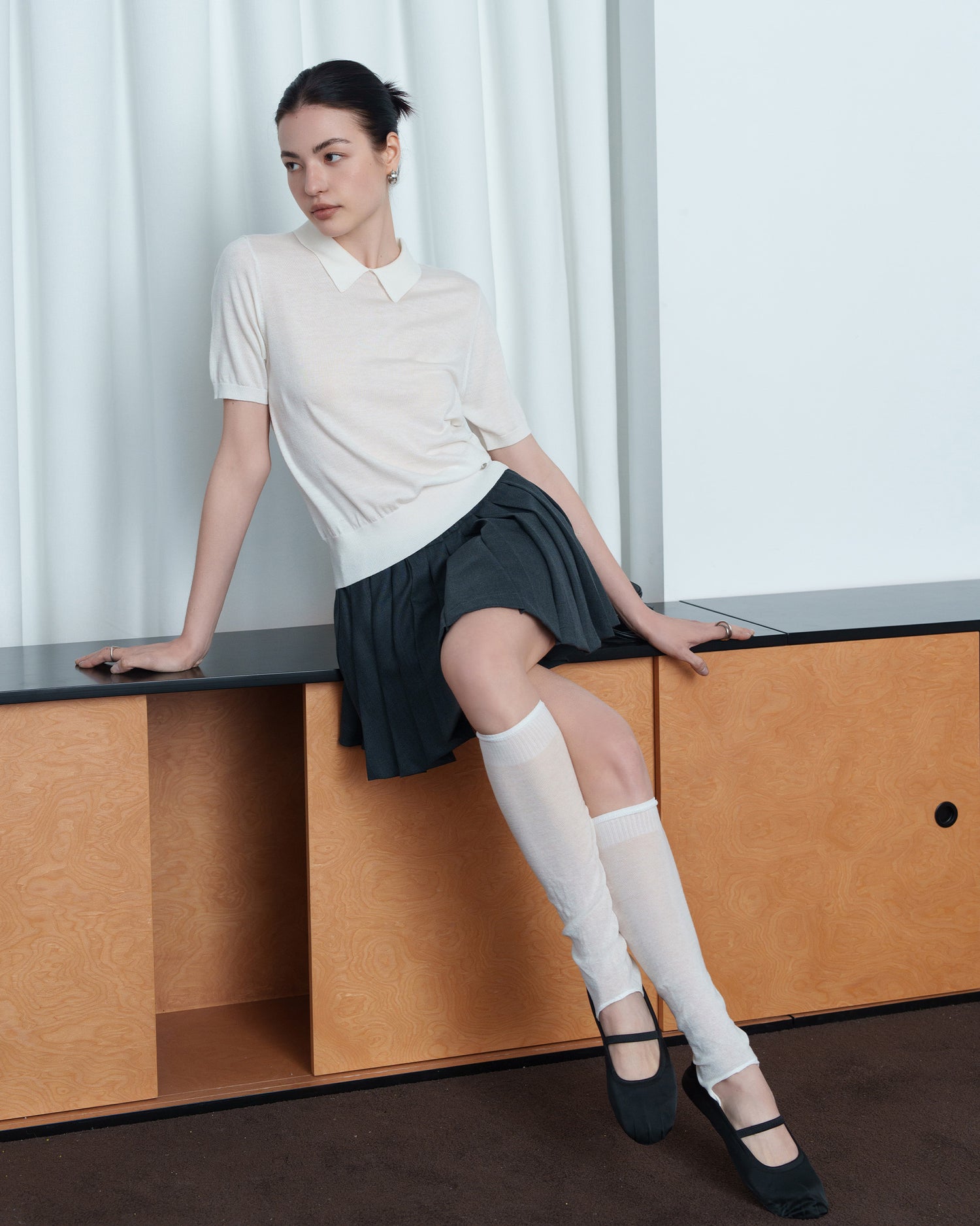 Silk Wool Blend Lightweight Polo Knit T-Shirt