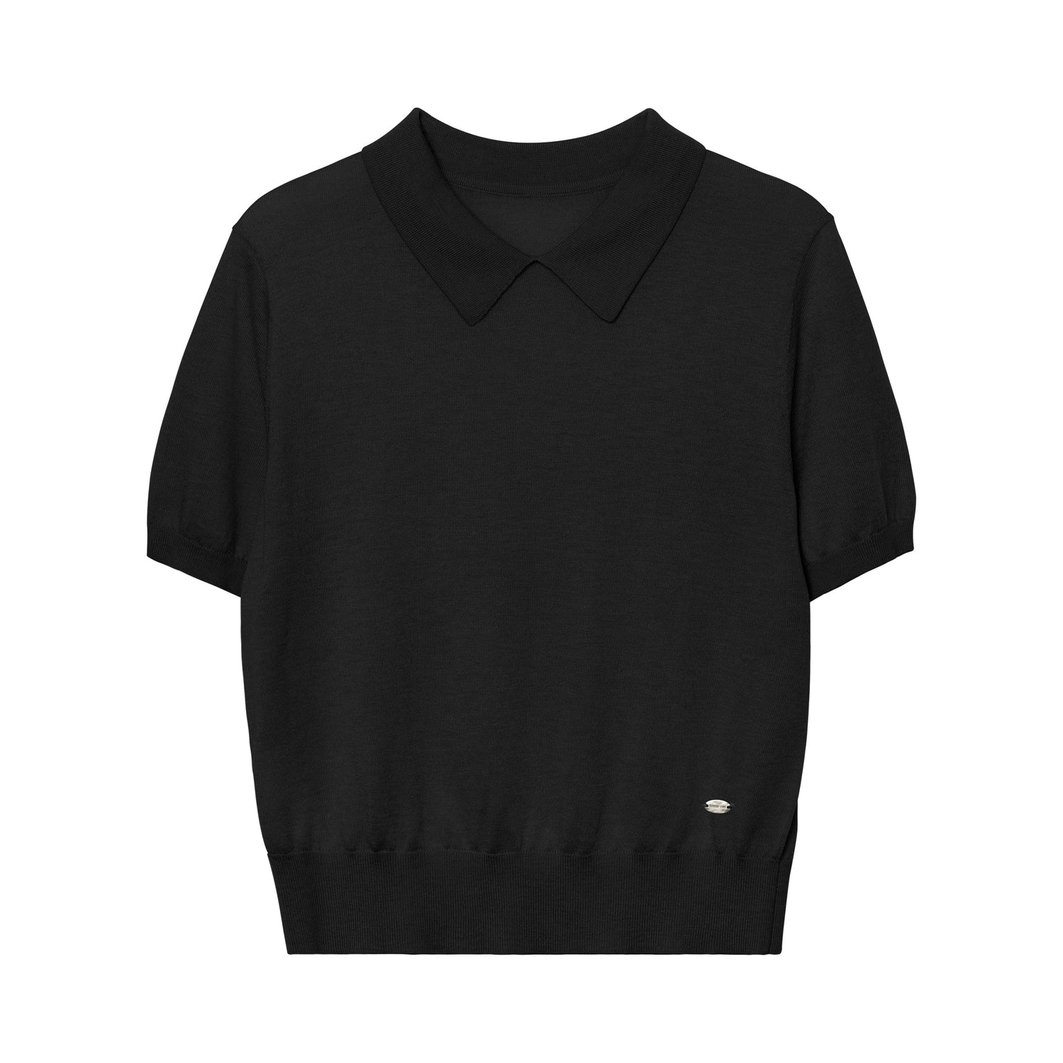 Silk Wool Blend Lightweight Polo Knit T-Shirt