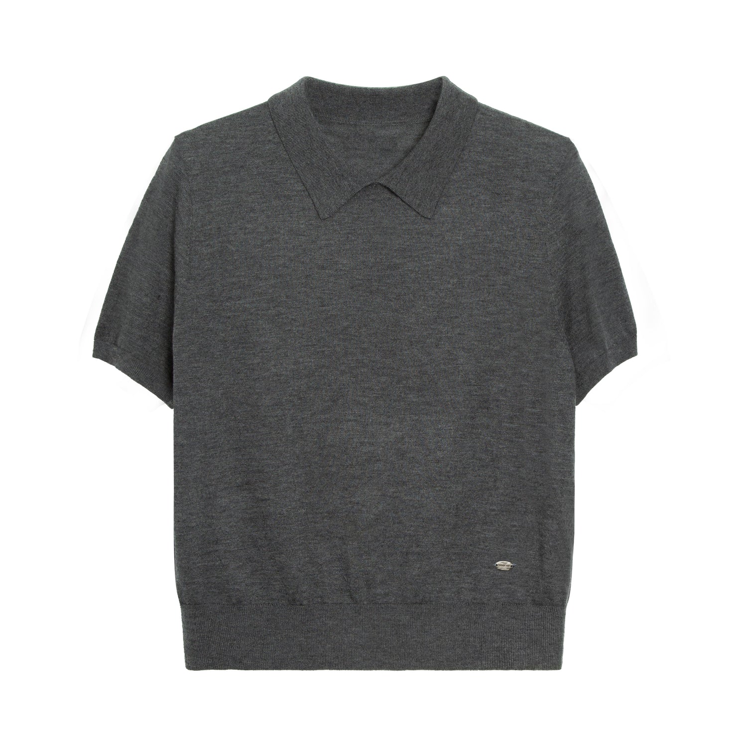 Silk Wool Blend Lightweight Polo Knit T-Shirt