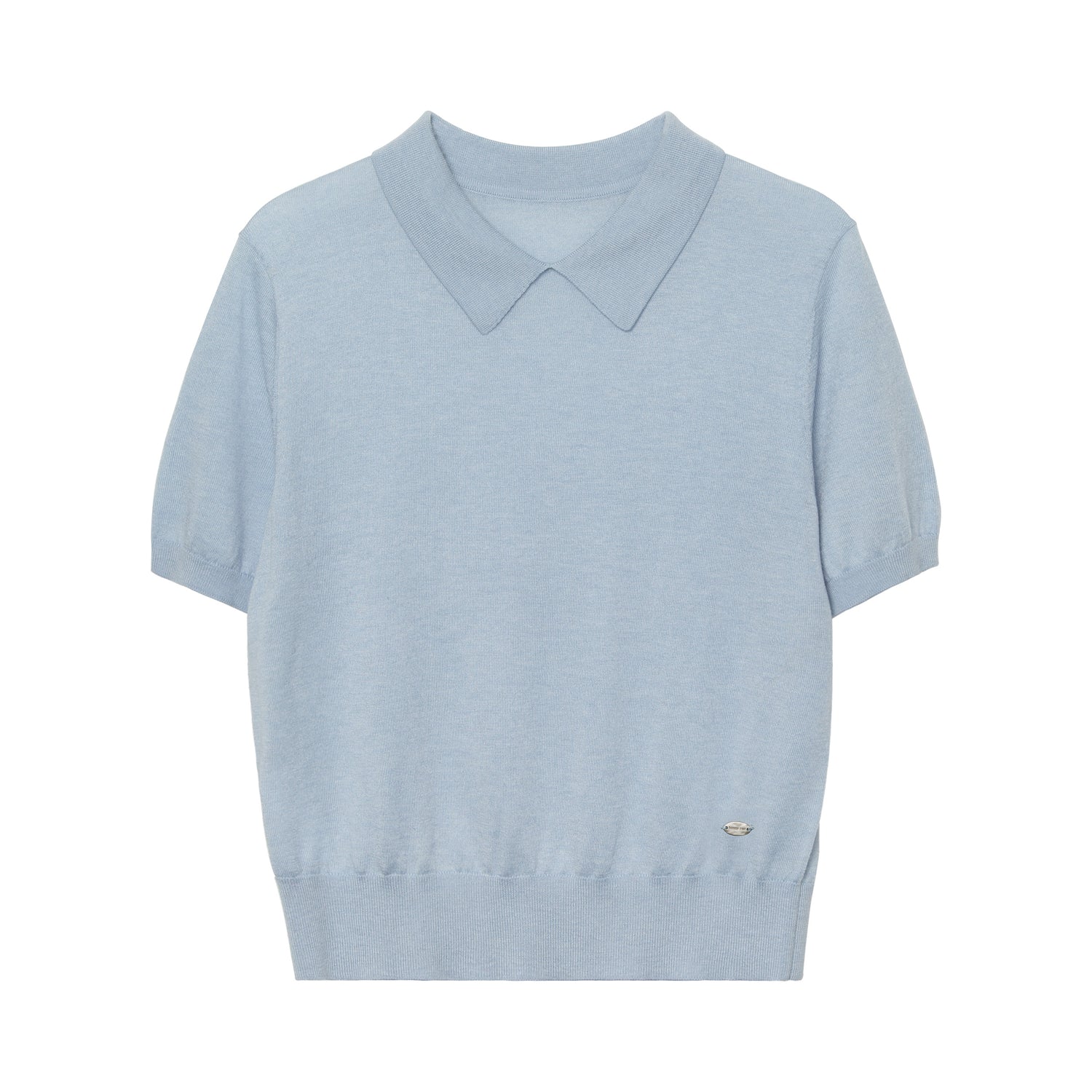 Silk Wool Blend Lightweight Polo Knit T-Shirt