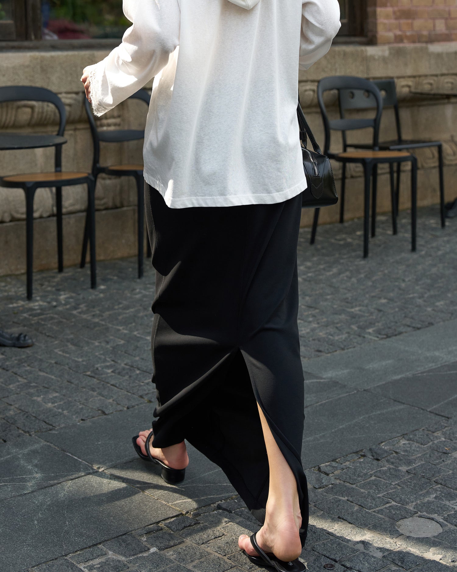 Modal High-Waisted Slim Fit Slit Midi Skirt