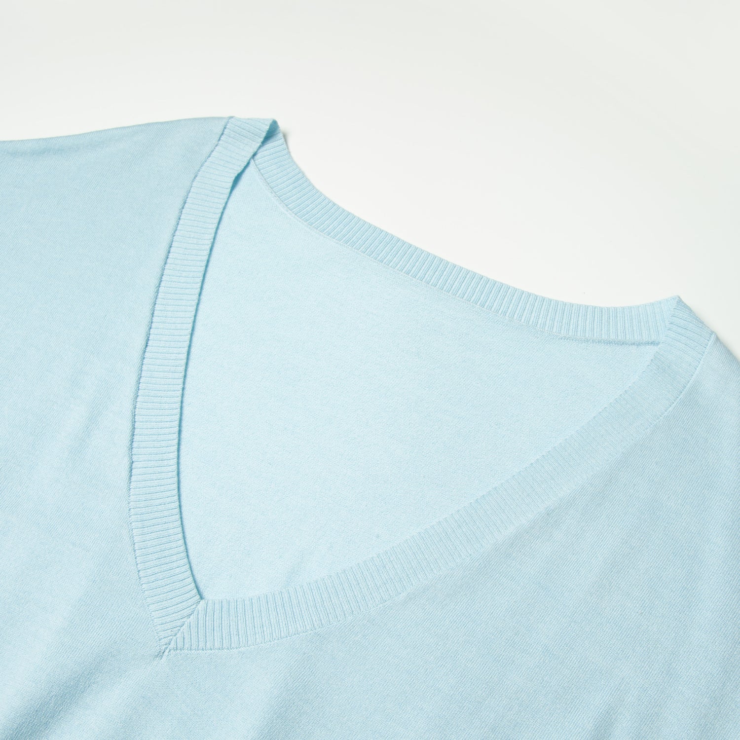 Silk Blend Deep V-Neck Knit Pullover