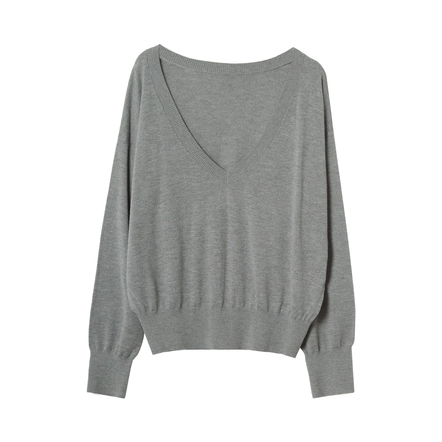 Silk Blend Deep V-Neck Knit Pullover