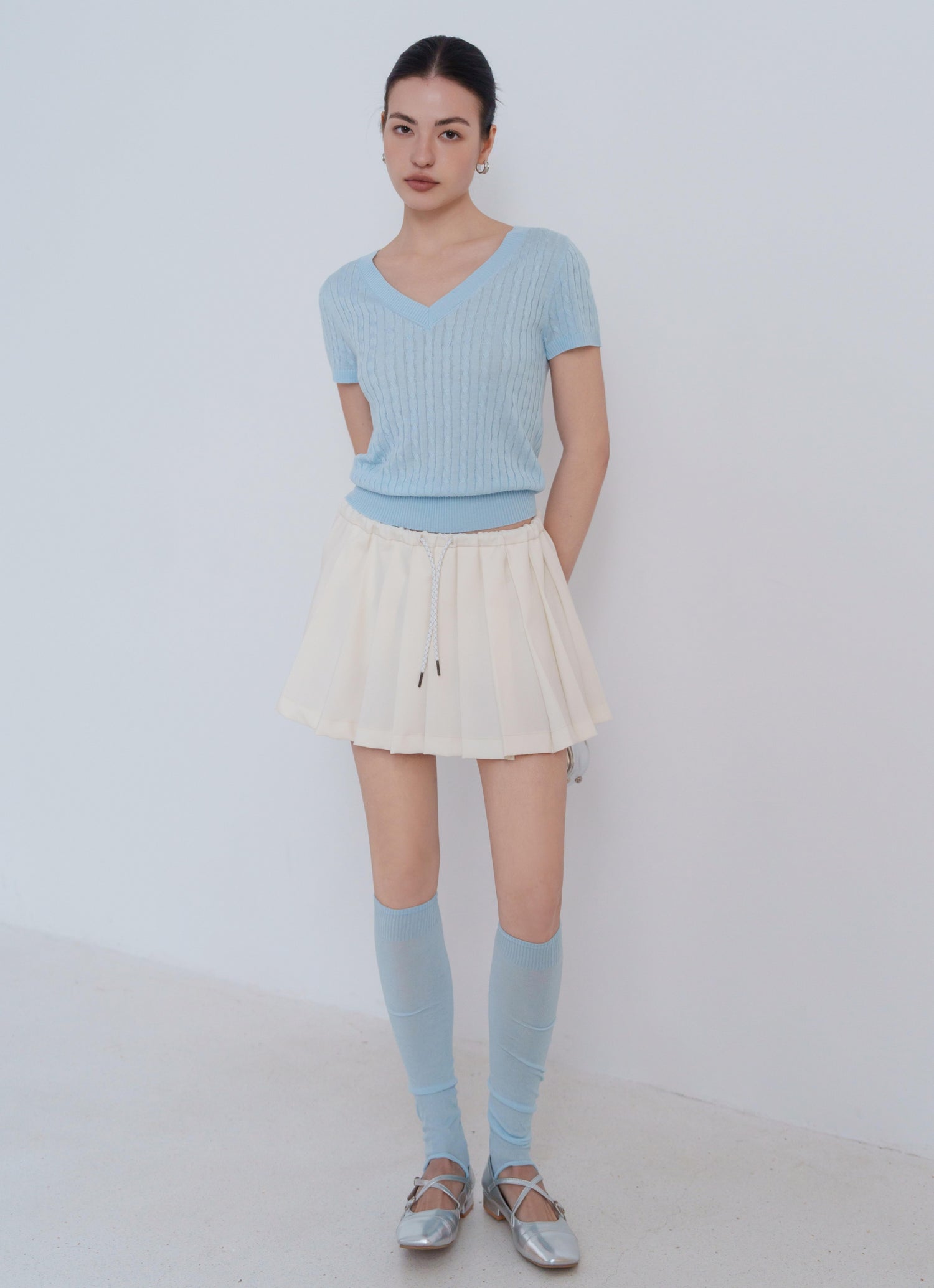 Cable Knit Short Sleeve Top