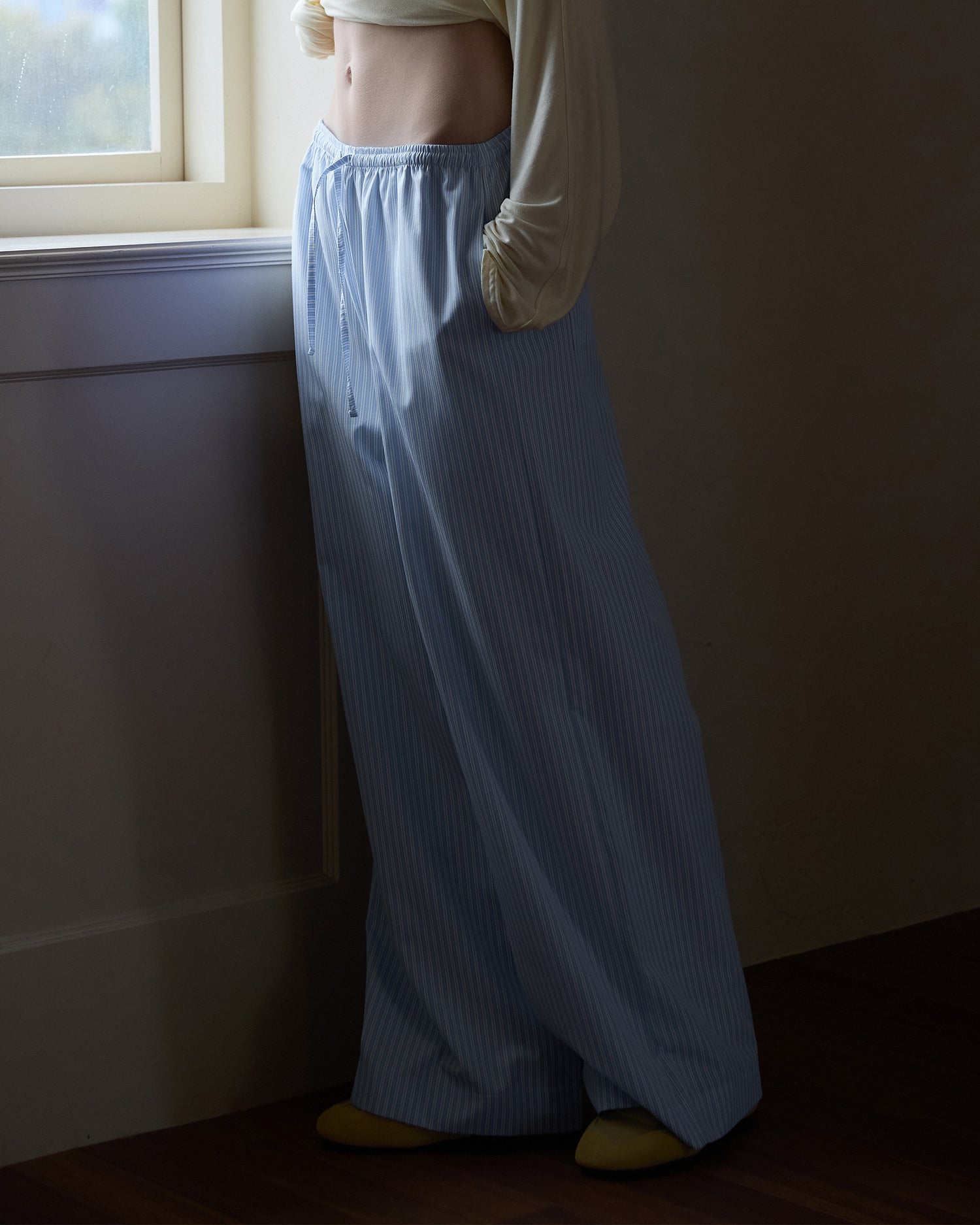 Women's Lightweight Striped Wide-Leg Pants