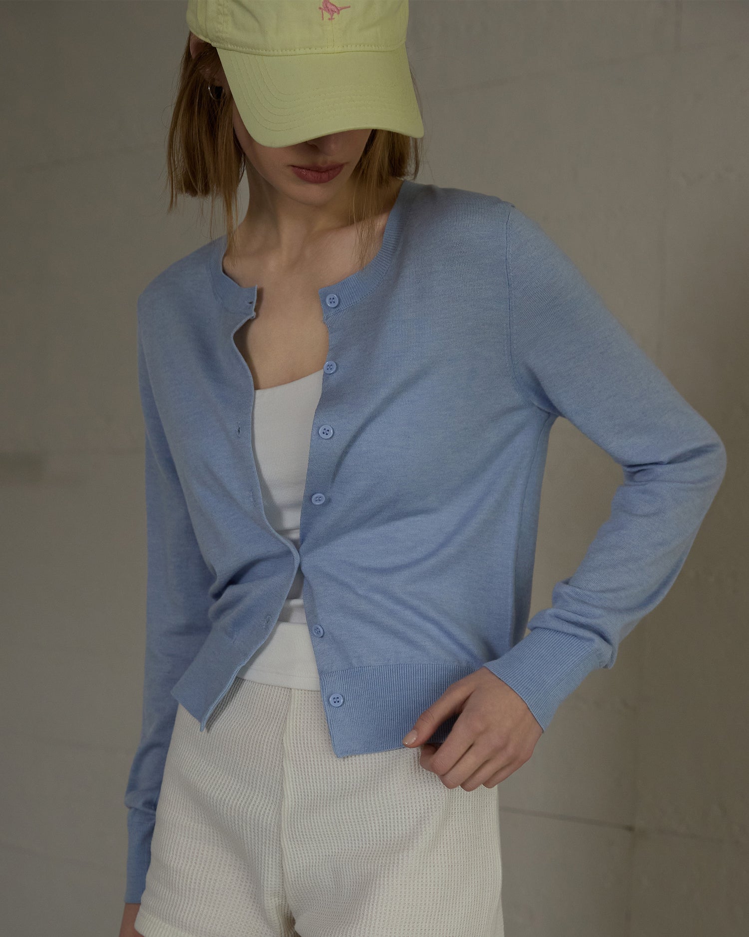 Silk Wool Blend Long Sleeve Cardigan