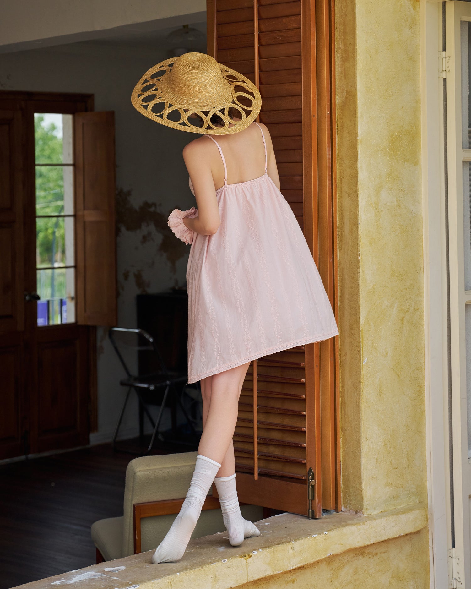 Women's Embroidered Cotton Dress with Padded Bralette