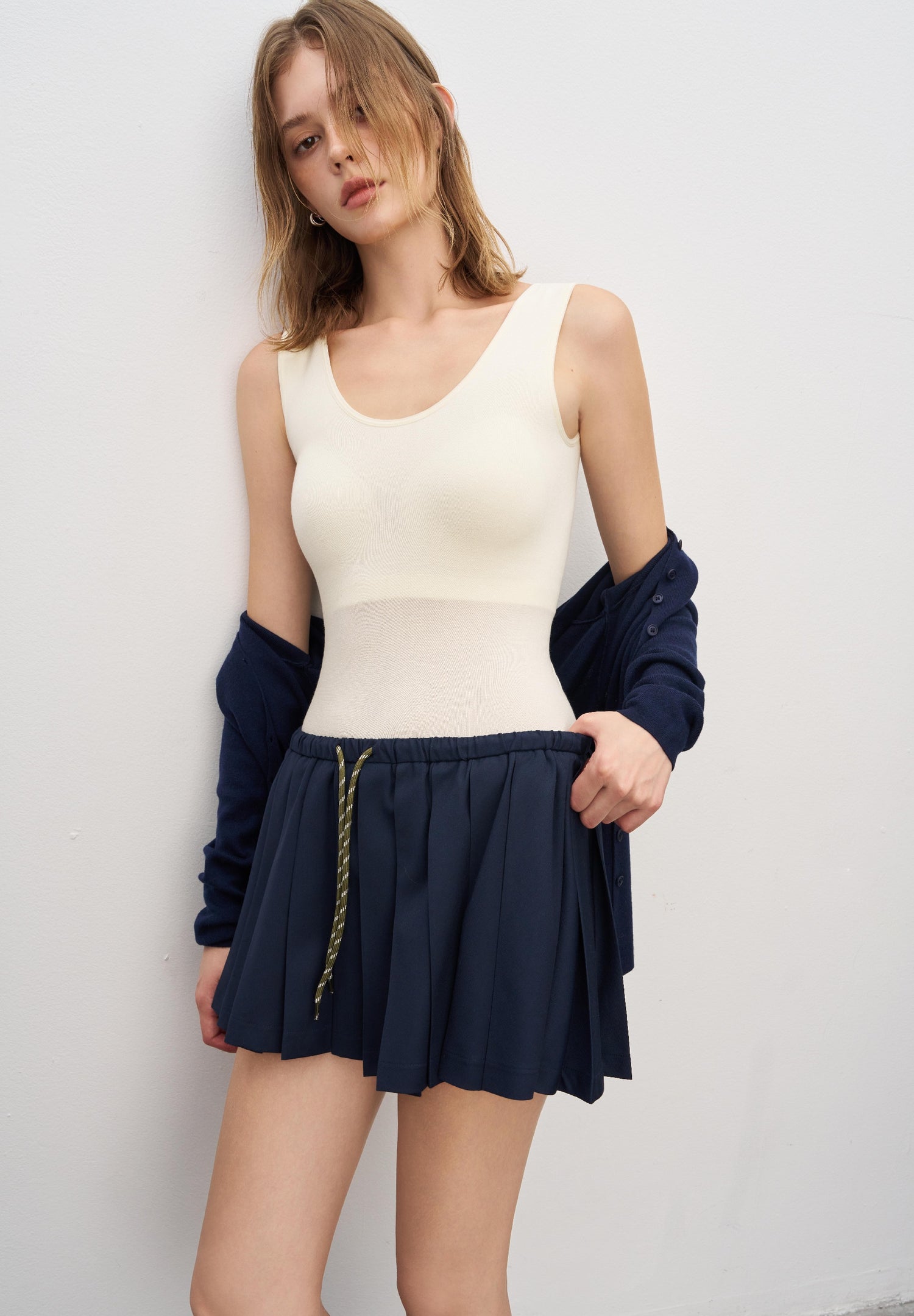 Women’s Drawstring Pleated Short Skirt