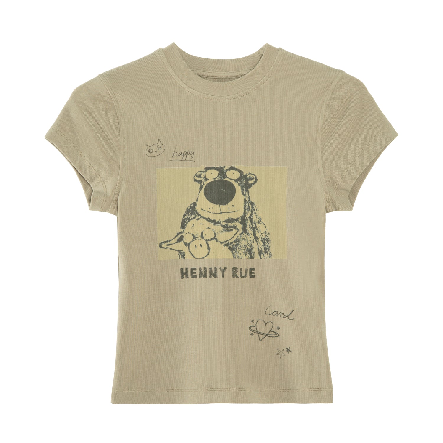 Women’s Hand-Painted Bear Print Short Sleeve Tee
