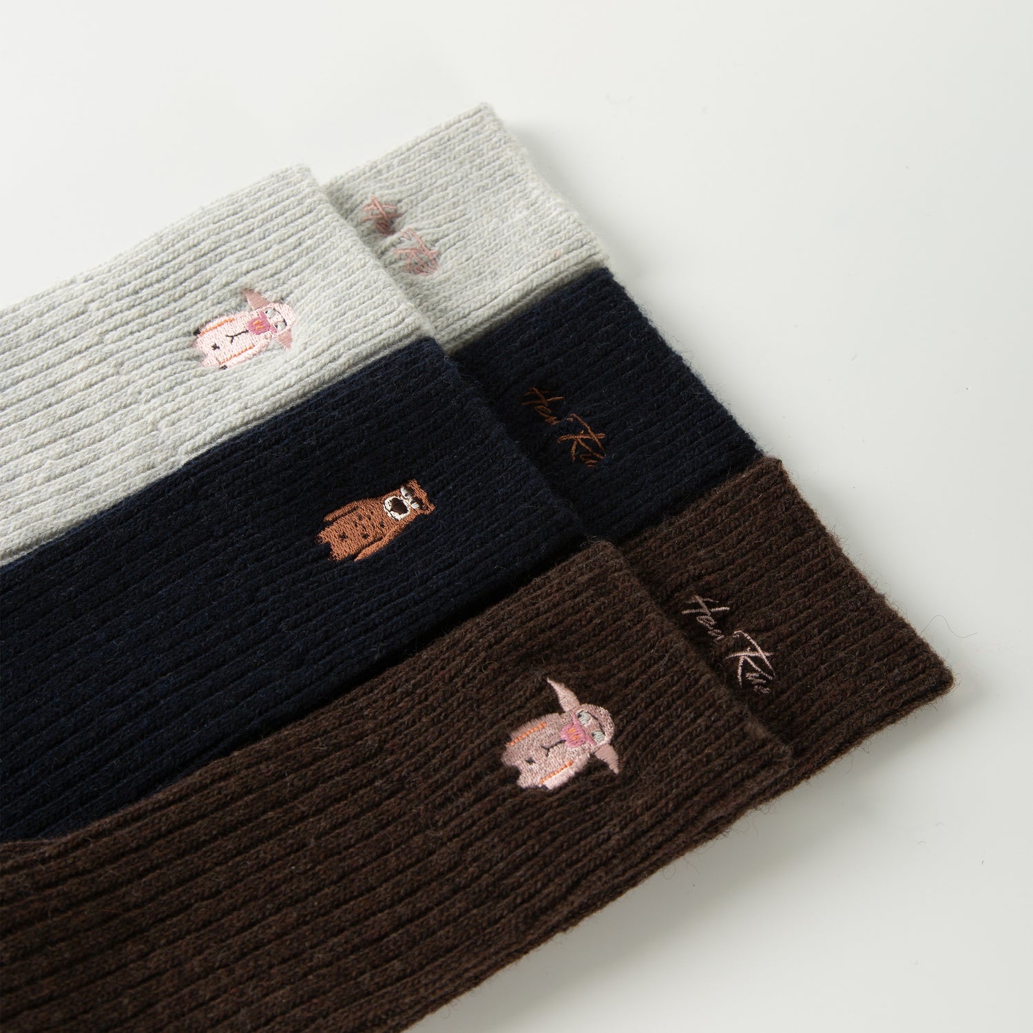 Women’s Winter Cartoon Animal Embroidered Mid-Calf Socks