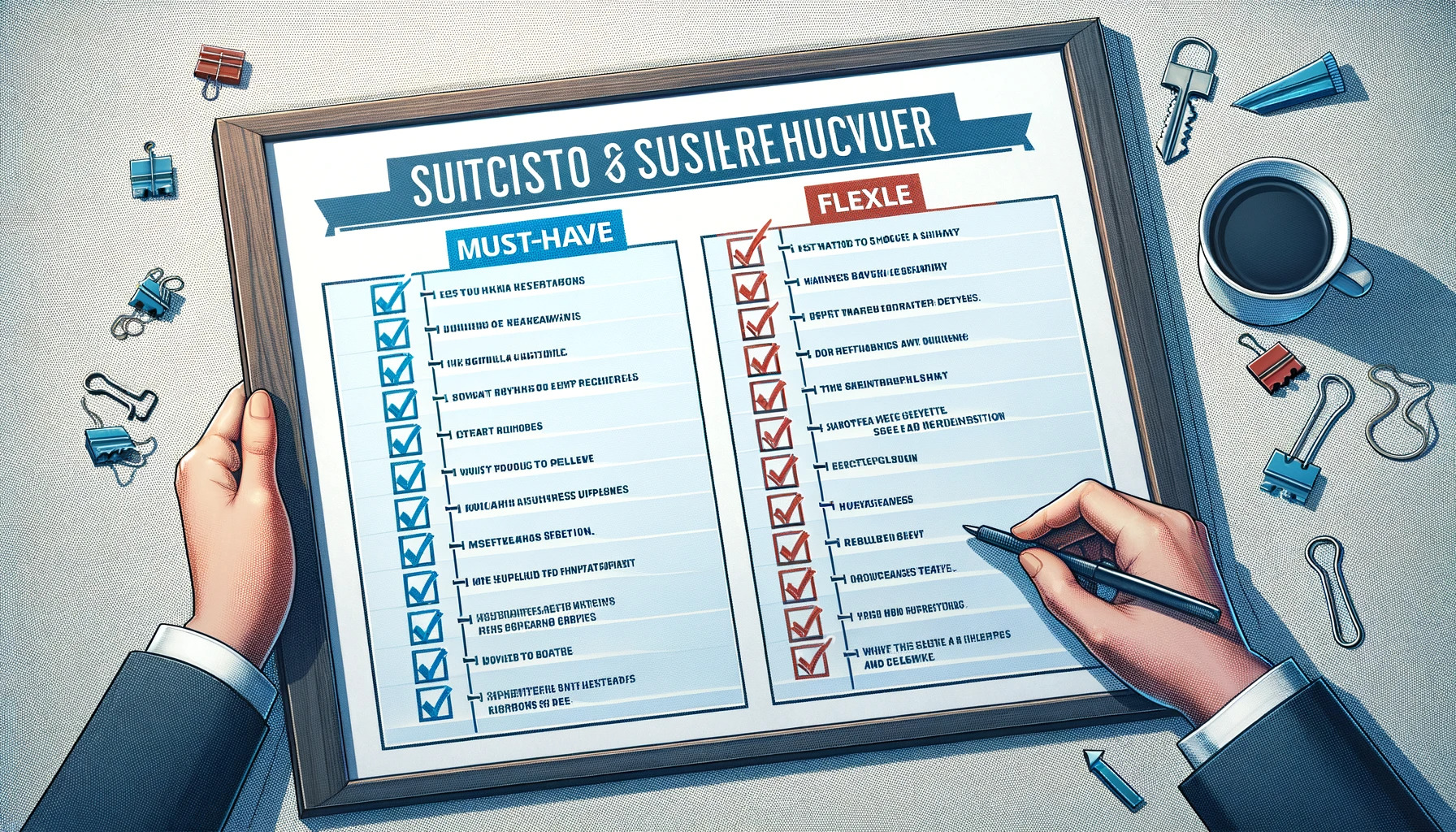 A checklist showing 'Must-have' versus 'Flexible' criteria for supplier selection.